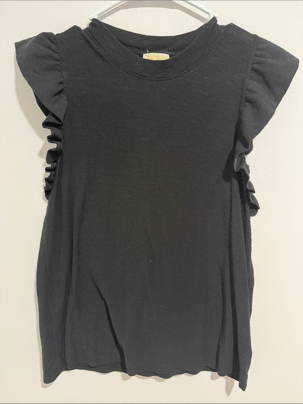 Nation LTD Black Ruffle Sleeve Tank Top